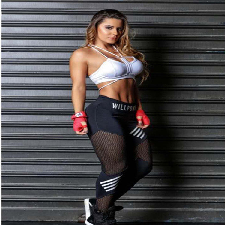 Womens Hip-Lifting High-Waist Mesh Sweatpants Yoga Pants - Zalixer