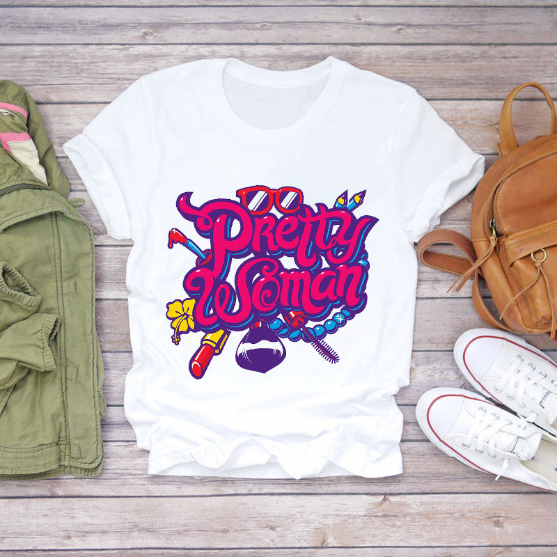 T-Shirts Top Fingernail Graphic Nail-Art Female Ladies Lady Summer Tee Make-Up-90s - Zalixer