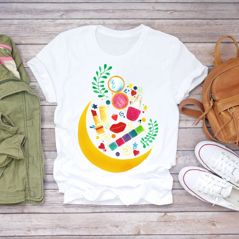 T-Shirts Top Fingernail Graphic Nail-Art Female Ladies Lady Summer Tee Make-Up-90s - Zalixer
