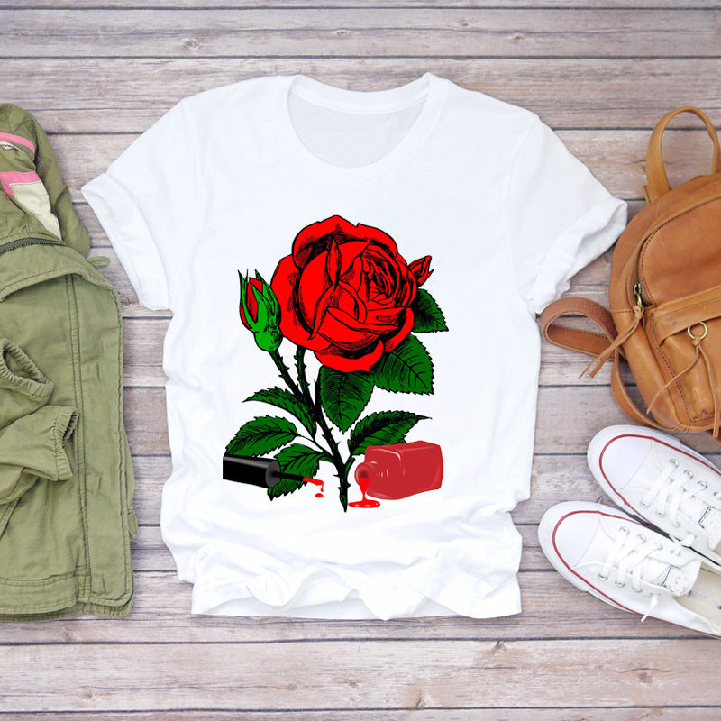 T-Shirts Top Fingernail Graphic Nail-Art Female Ladies Lady Summer Tee Make-Up-90s - Zalixer