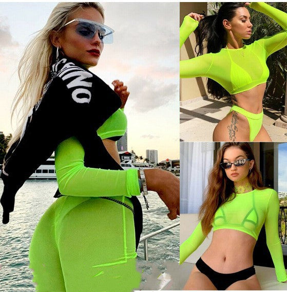 Fluorescent Bikini Through Transparent T-shirt - Zalixer