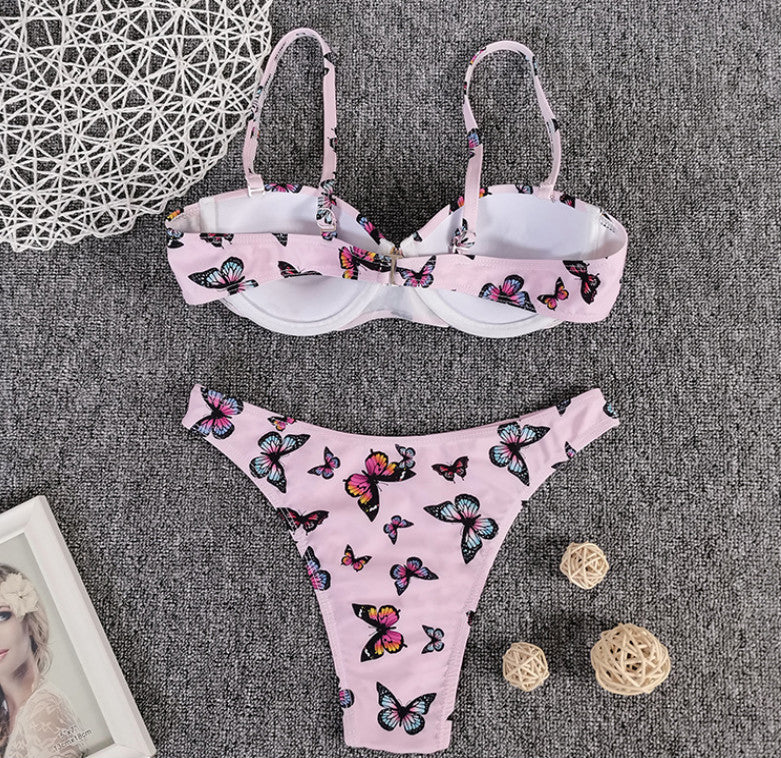 Bikini Sexy Butterfly Print Bikini High Quality Hard Bag Swimsuit Women - Zalixer