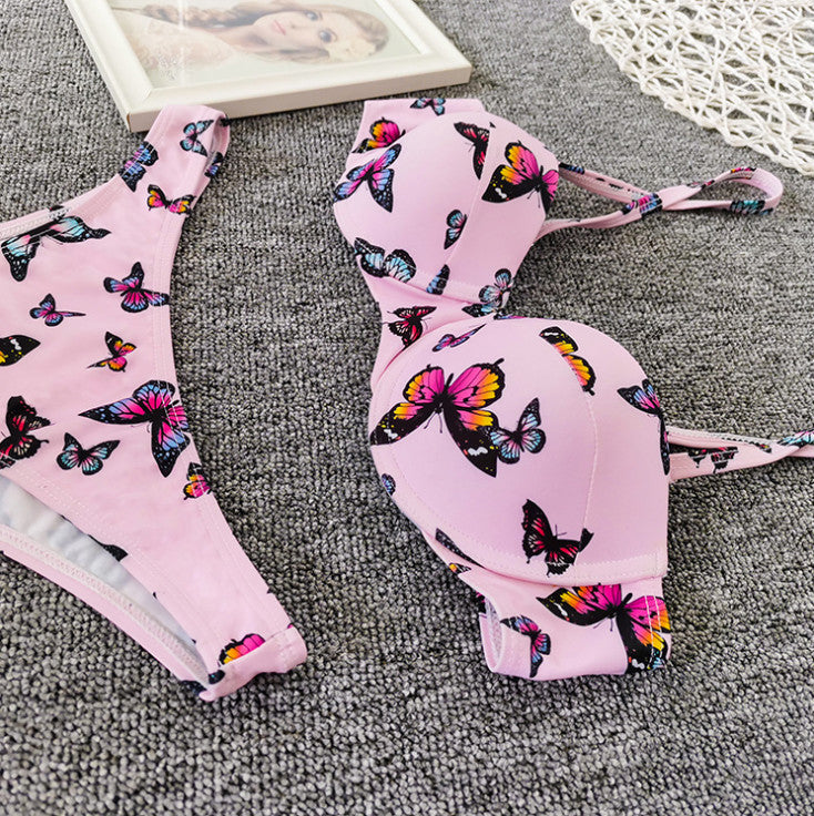 Bikini Sexy Butterfly Print Bikini High Quality Hard Bag Swimsuit Women - Zalixer