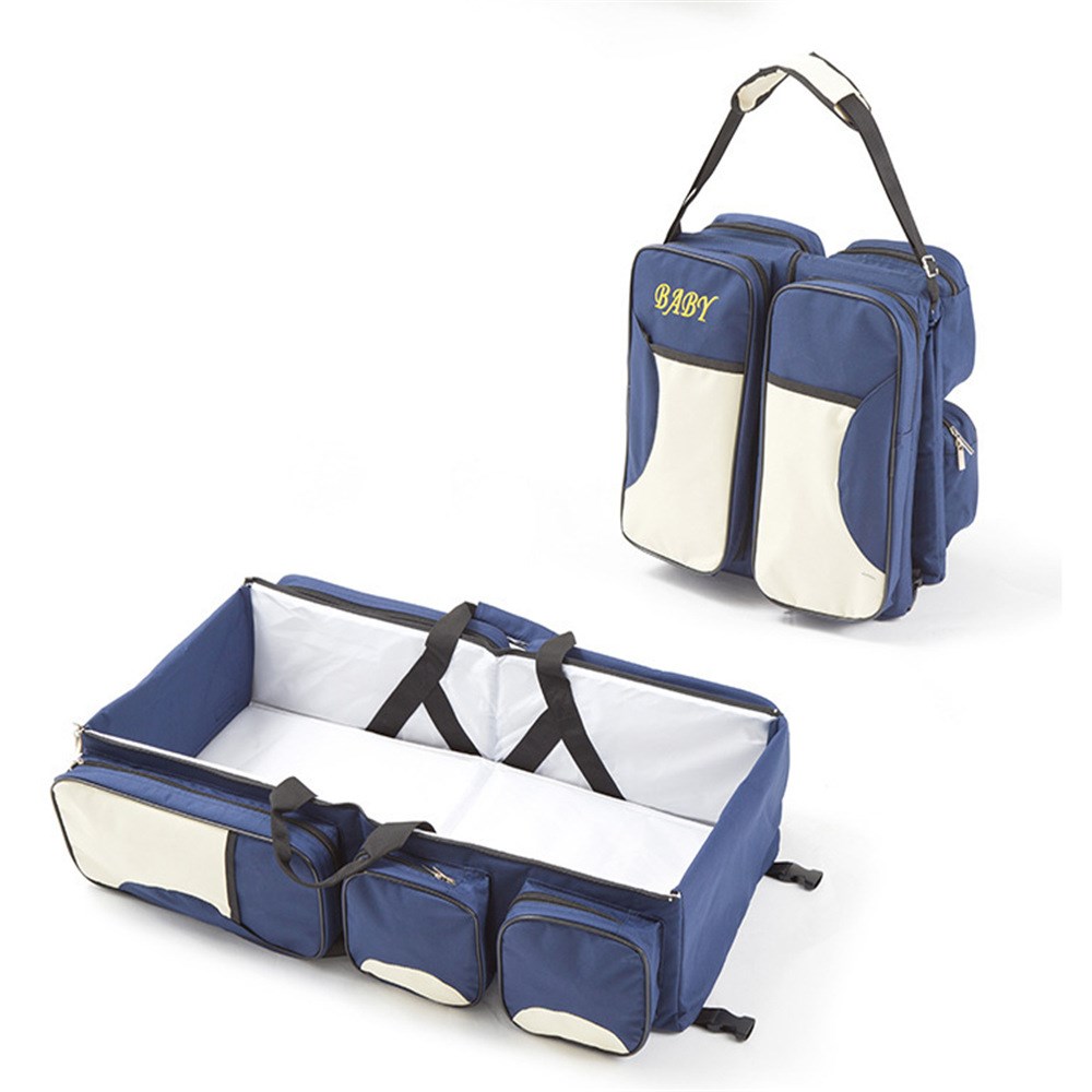 Baby Folding Bed Mommy Bag Portable One-shoulder Mom Bag Multifunctional Large Capacity Portable Outing - Zalixer