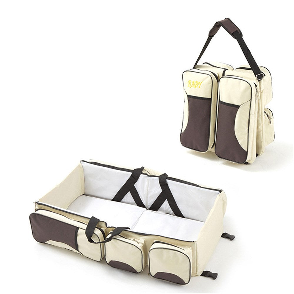 Baby Folding Bed Mommy Bag Portable One-shoulder Mom Bag Multifunctional Large Capacity Portable Outing - Zalixer