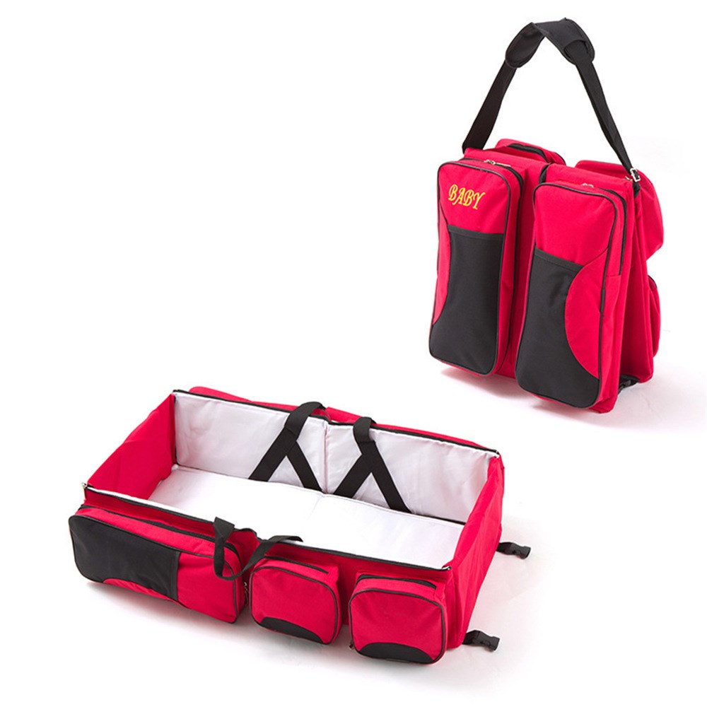 Baby Folding Bed Mommy Bag Portable One-shoulder Mom Bag Multifunctional Large Capacity Portable Outing - Zalixer