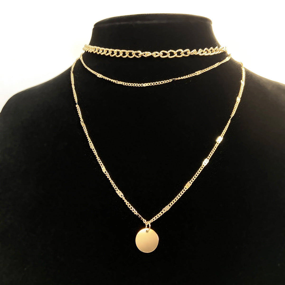Women's Multilayer Necklace Ins Fashion Disc Pendant Clavicle Necklace Chains Personality Jewelry - Zalixer