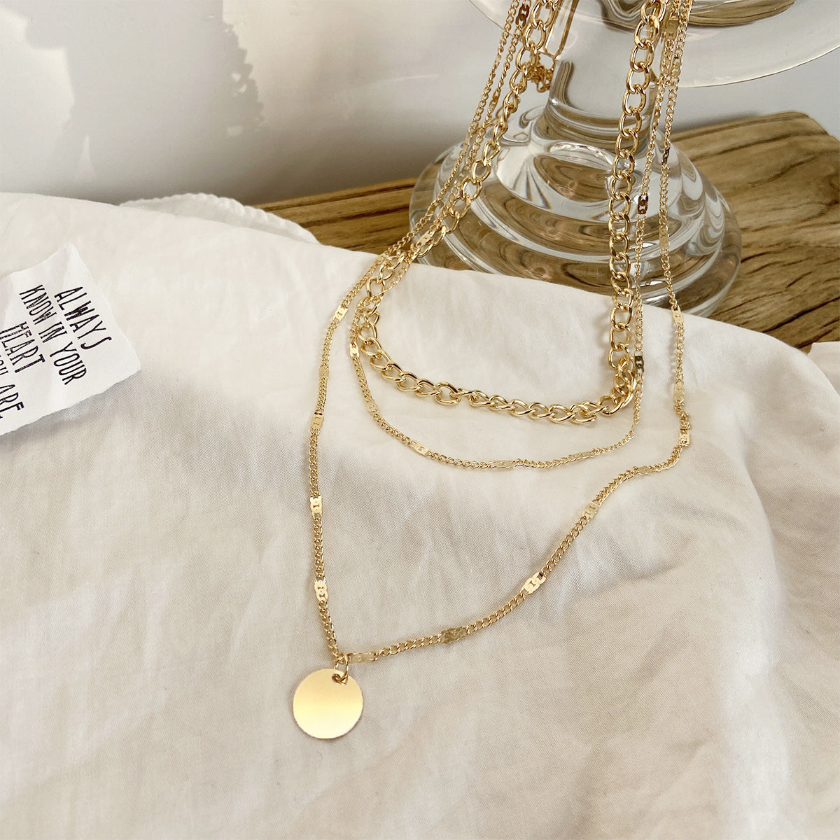 Women's Multilayer Necklace Ins Fashion Disc Pendant Clavicle Necklace Chains Personality Jewelry - Zalixer
