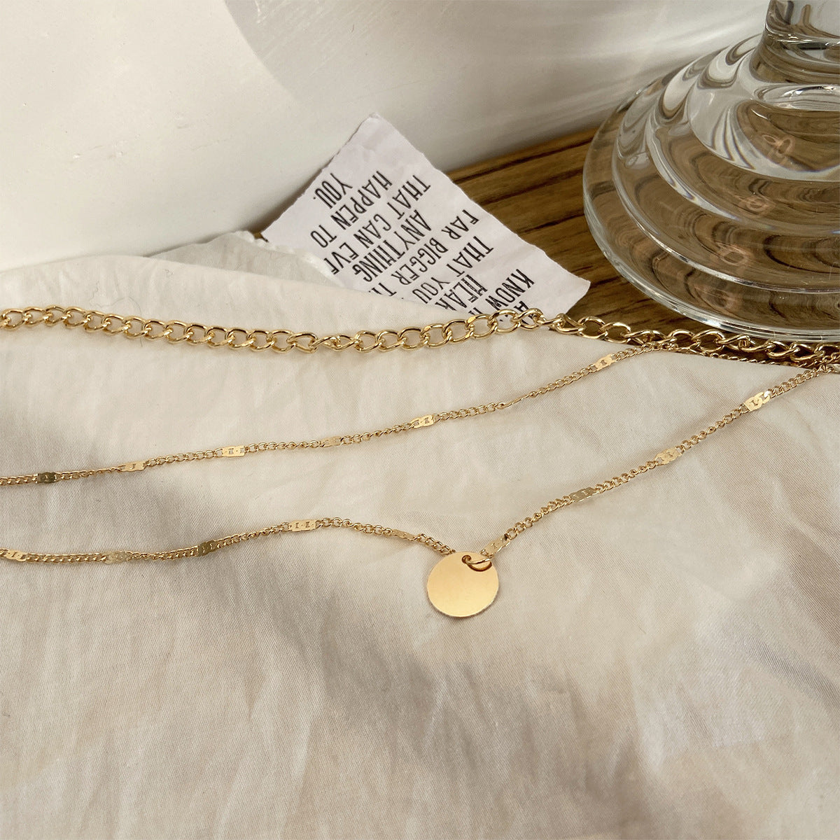 Women's Multilayer Necklace Ins Fashion Disc Pendant Clavicle Necklace Chains Personality Jewelry - Zalixer