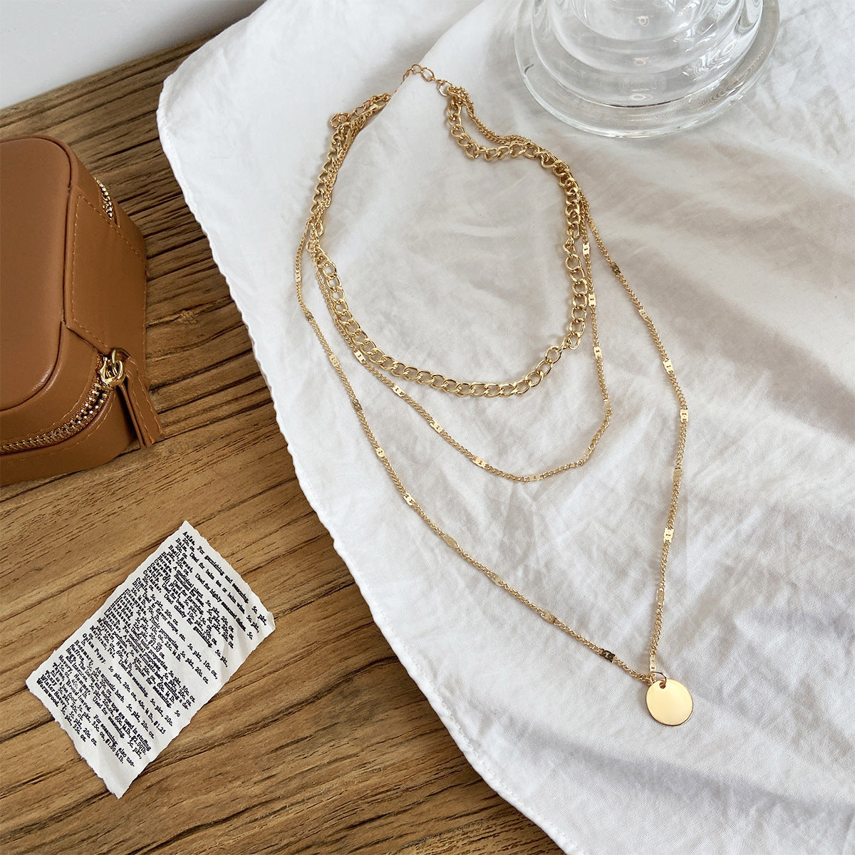 Women's Multilayer Necklace Ins Fashion Disc Pendant Clavicle Necklace Chains Personality Jewelry - Zalixer