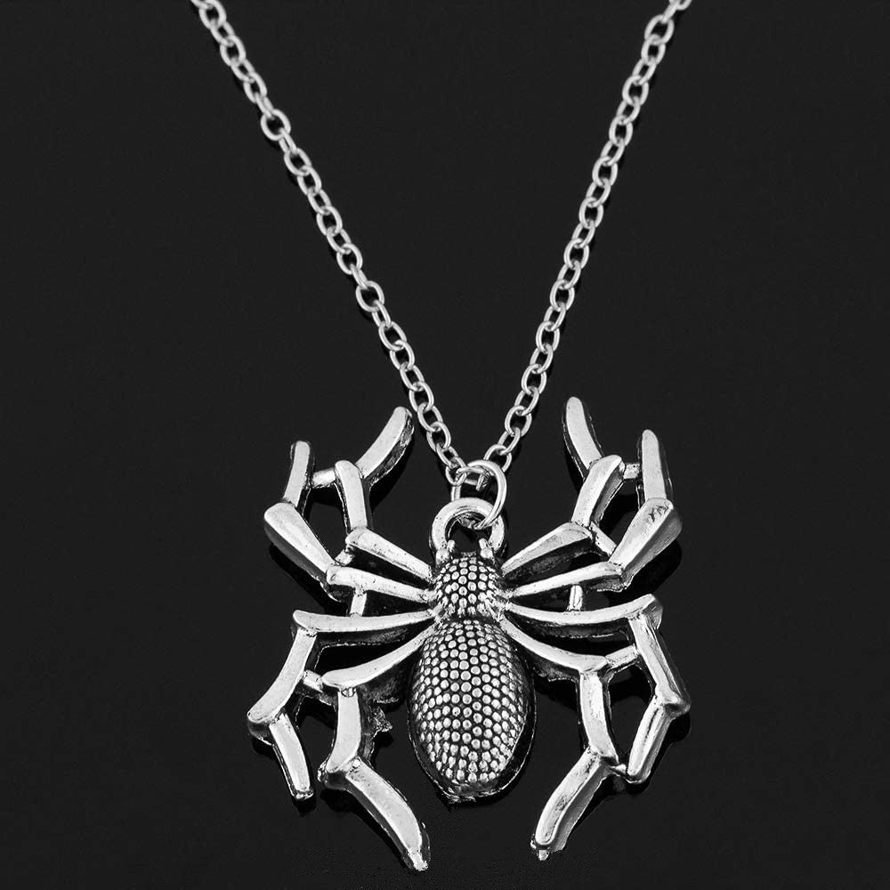 Necklace Jewelry Pendants Cross-Chain Spider Silver-Color Halloween Gift Womens Short - Zalixer