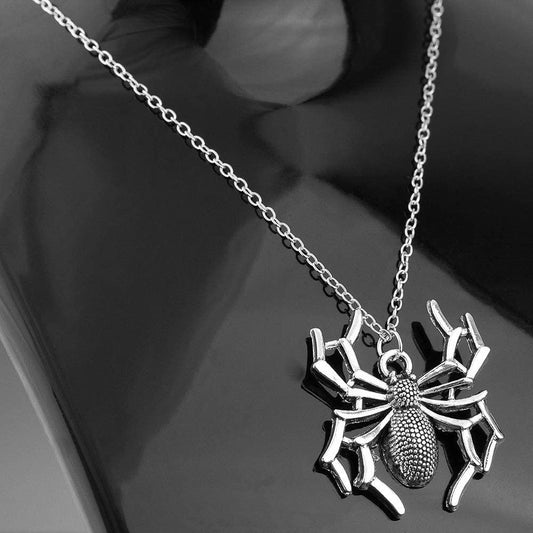 Necklace Jewelry Pendants Cross-Chain Spider Silver-Color Halloween Gift Womens Short - Zalixer