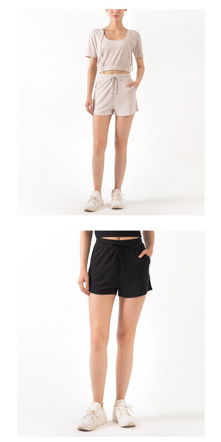 Lace Wide Loose Shorts Women HipsRunning Sports Fitness Fashion Casual Yoga Shorts - Zalixer