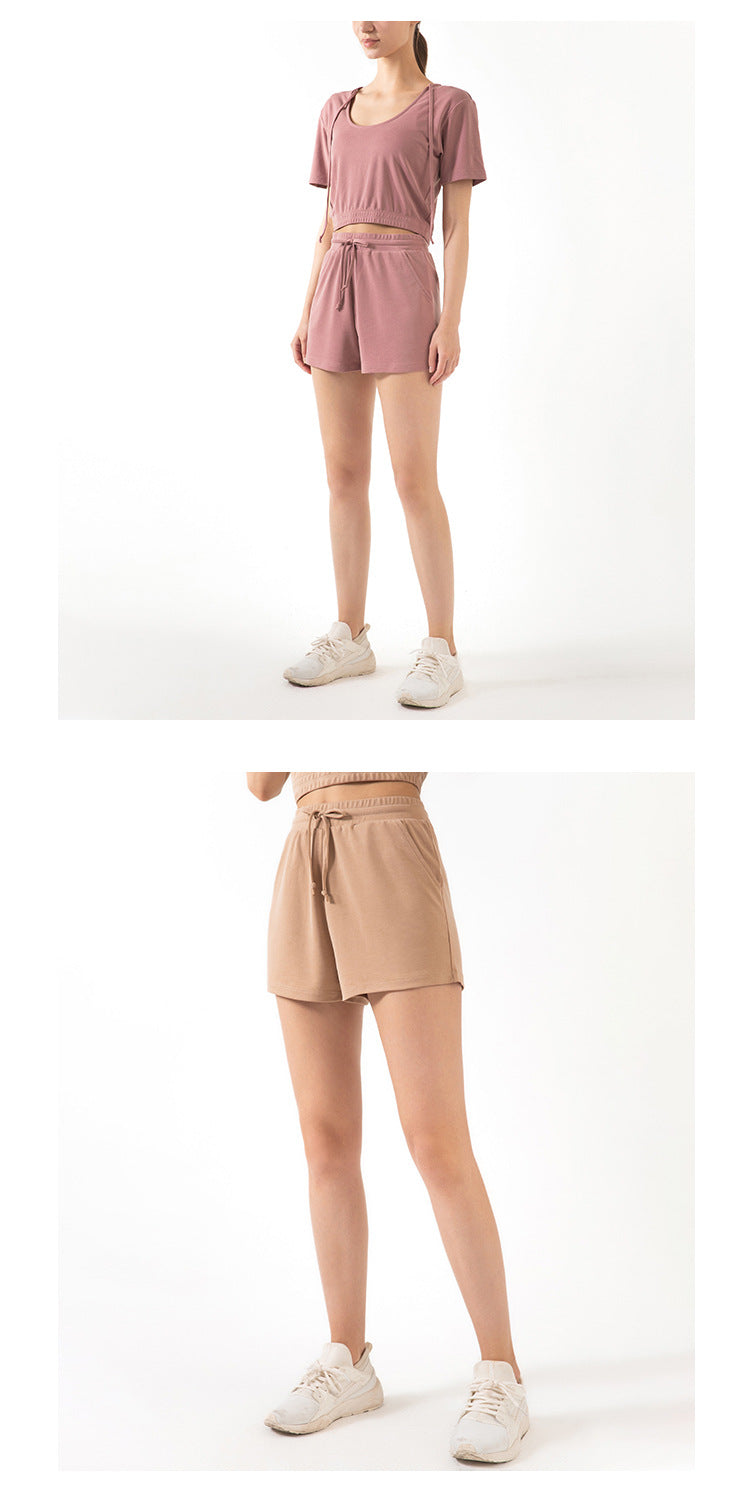 Lace Wide Loose Shorts Women HipsRunning Sports Fitness Fashion Casual Yoga Shorts - Zalixer