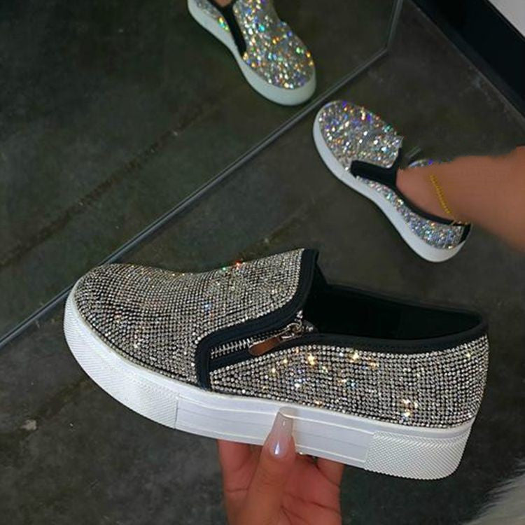 Large Size Rhinestone Flat Casual Single Shoes One Pedal Lazy Shoes - Zalixer