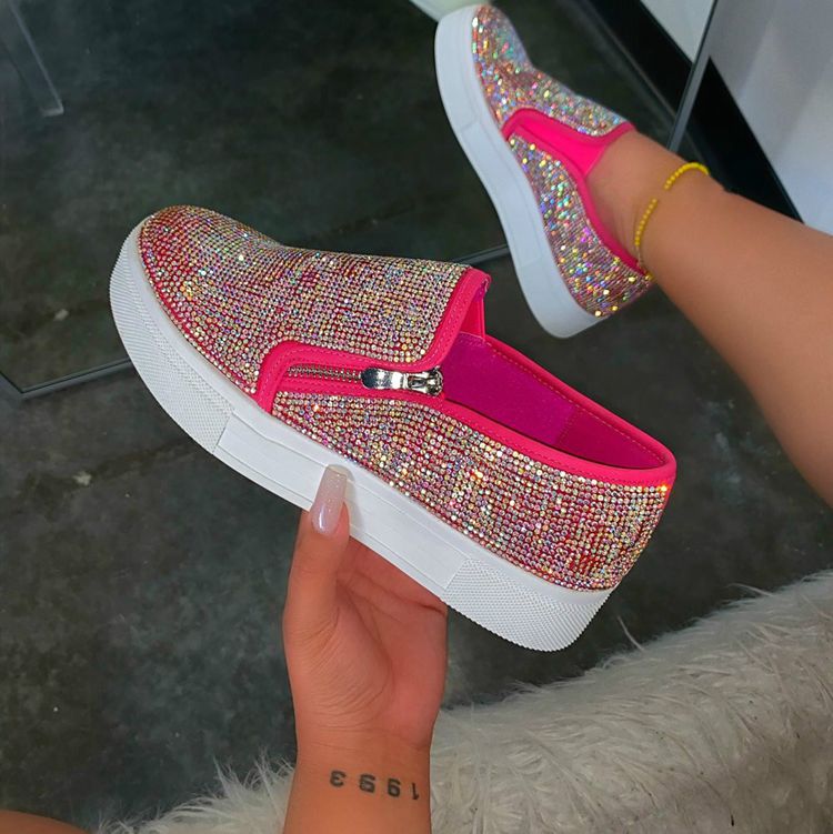 Large Size Rhinestone Flat Casual Single Shoes One Pedal Lazy Shoes - Zalixer