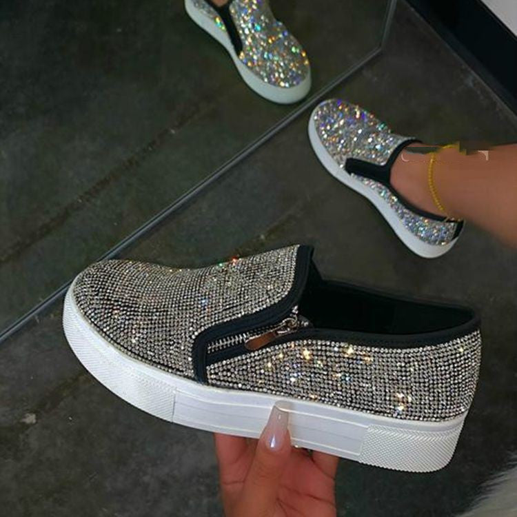 Large Size Rhinestone Flat Casual Single Shoes One Pedal Lazy Shoes - Zalixer