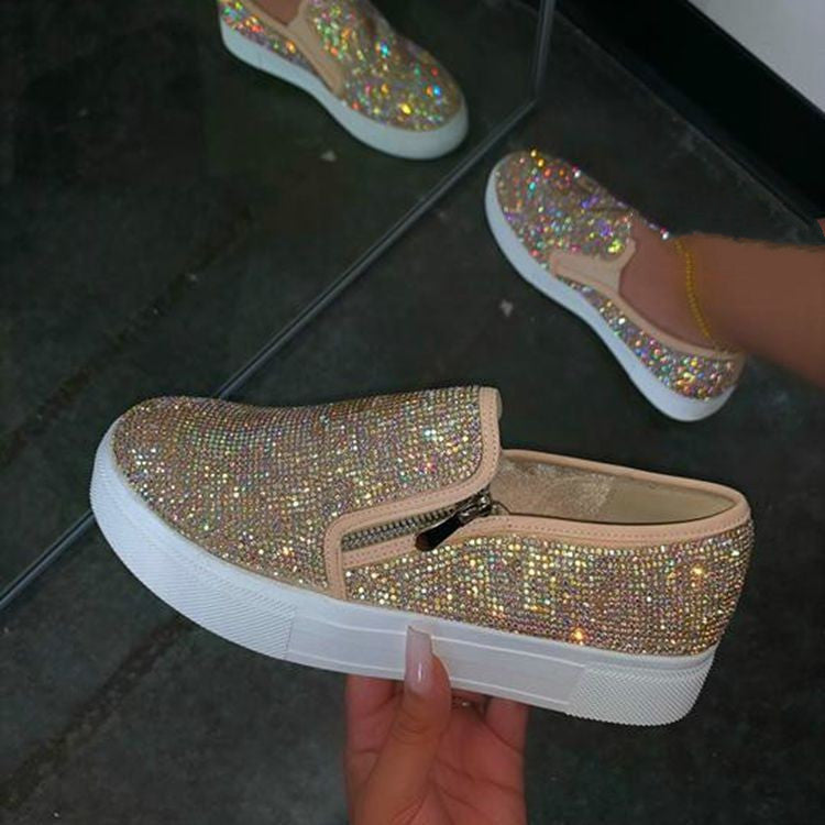 Large Size Rhinestone Flat Casual Single Shoes One Pedal Lazy Shoes - Zalixer