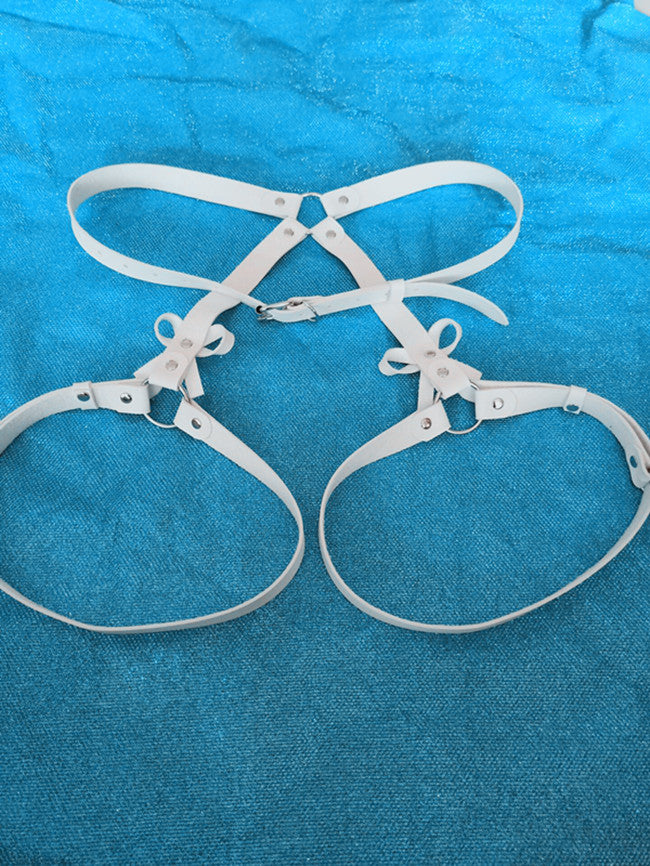 Women'S Belt Bowknot Leather Belt Panties With Leg Loop Accessories - Zalixer