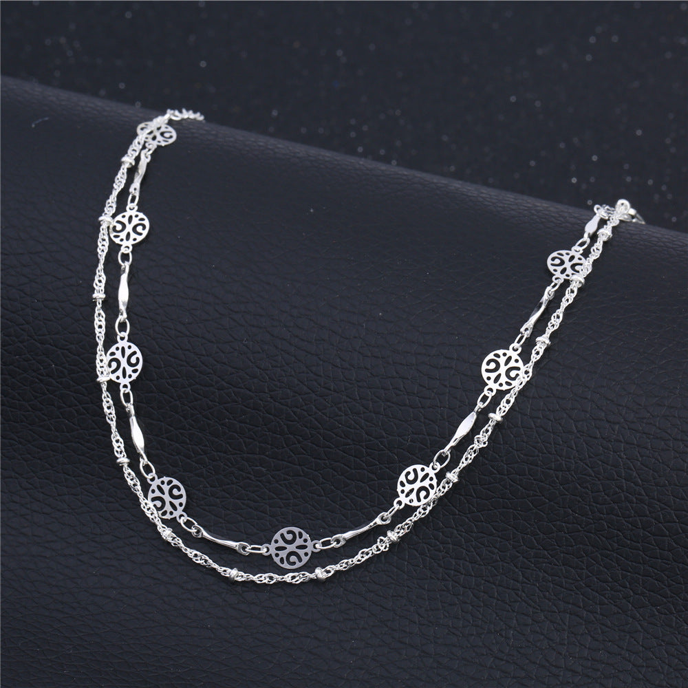 Hollow Anklet Clip Bead Silver Jewelry - Zalixer