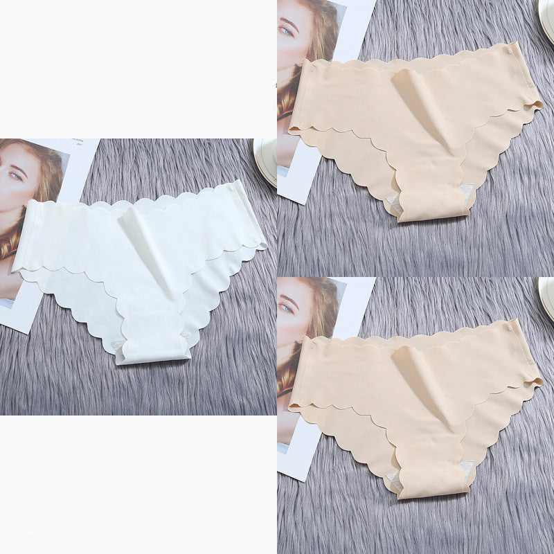 Ruffle Ice Silk Underwear Women's Girls Shorts Package Seamless Underwear Smooth Satin Ladies Underwear Set - Zalixer