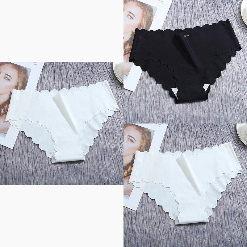 Ruffle Ice Silk Underwear Women's Girls Shorts Package Seamless Underwear Smooth Satin Ladies Underwear Set - Zalixer