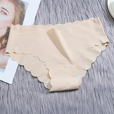 Ruffle Ice Silk Underwear Women's Girls Shorts Package Seamless Underwear Smooth Satin Ladies Underwear Set - Zalixer