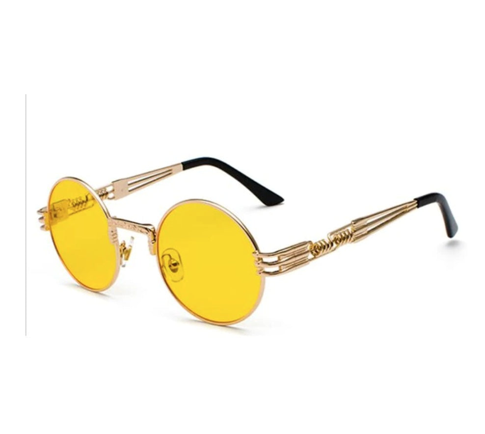 Gold Metal Fashion John Lennon Round Sunglasses Steampunk Sunglasses Mens Womens Retro Vintage Coating Mirrored Eyewear Shades - Zalixer
