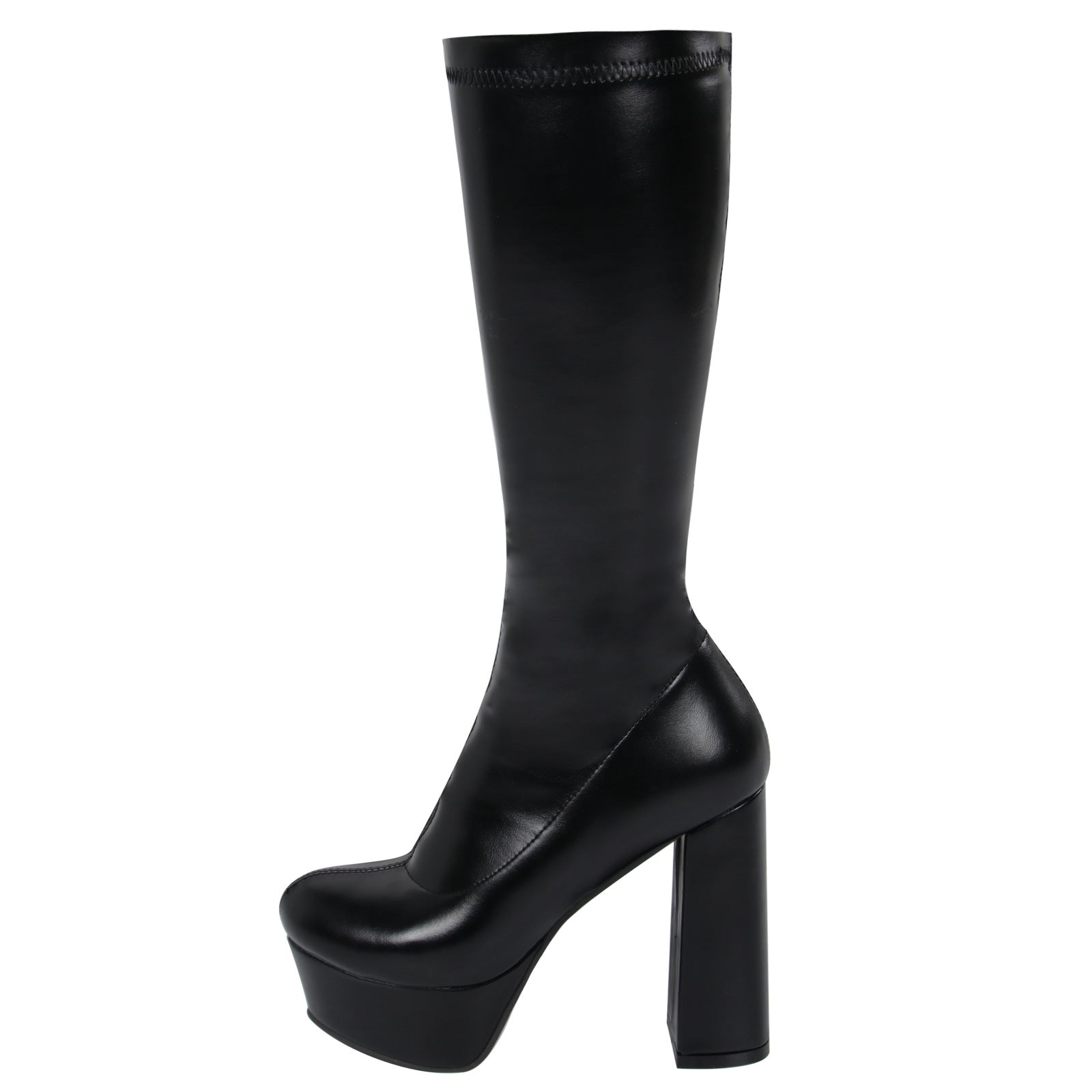 High-elasticity Mid-calf Womens Leather Boots With A Leopard Print - Zalixer
