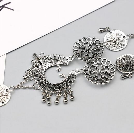 Bohemian Jewelry Antique Silver Color Hollow Flower Chain Anklets Beach Barefoot Sandals Foot Jewelry - Zalixer