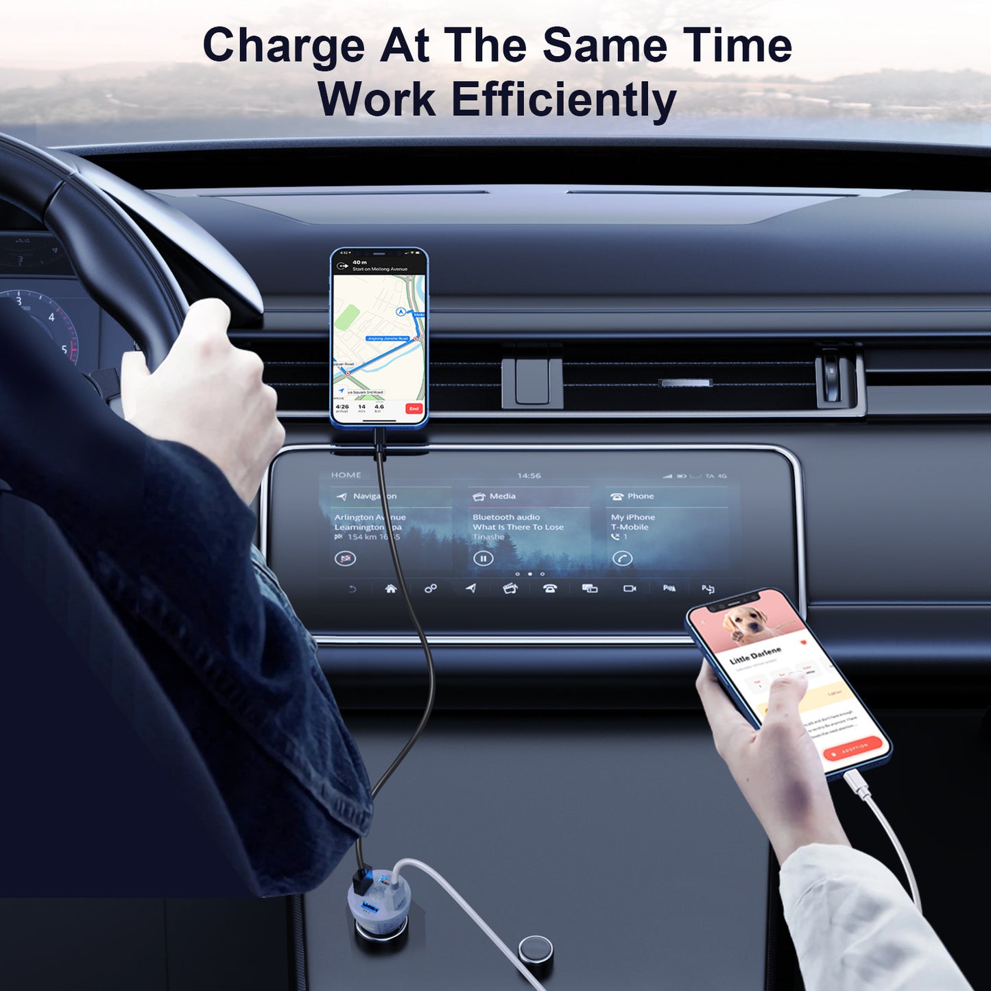 Fast Charging Car Charger One For Four Mobile Phones