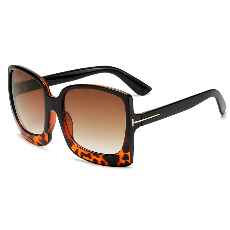 Leopard color large frame sunglasses - Zalixer