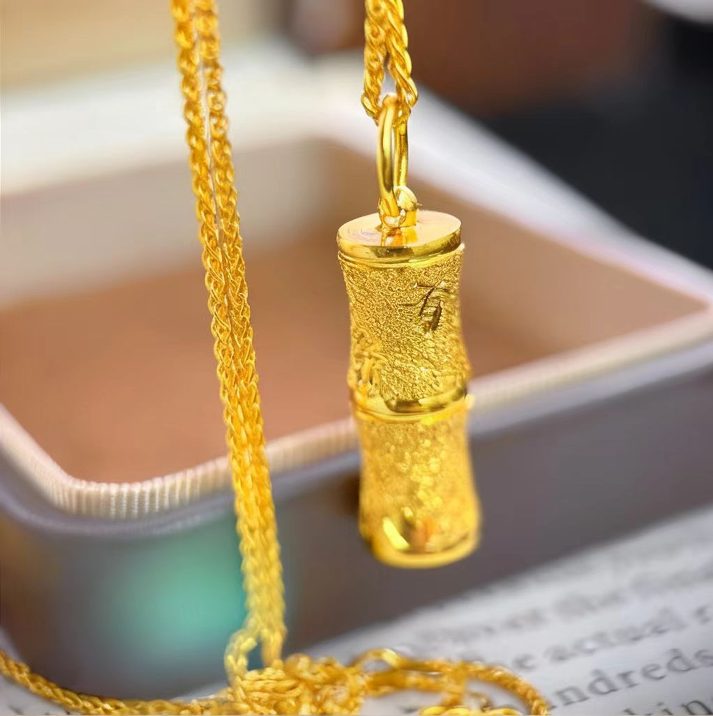 Womens Bamboo-Section Cylindrical Pendant Jewelry - Zalixer