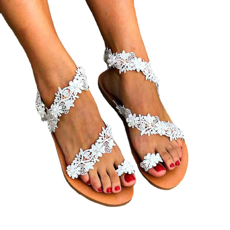 Rhinestone flowers plus size womens flat shoes - Zalixer