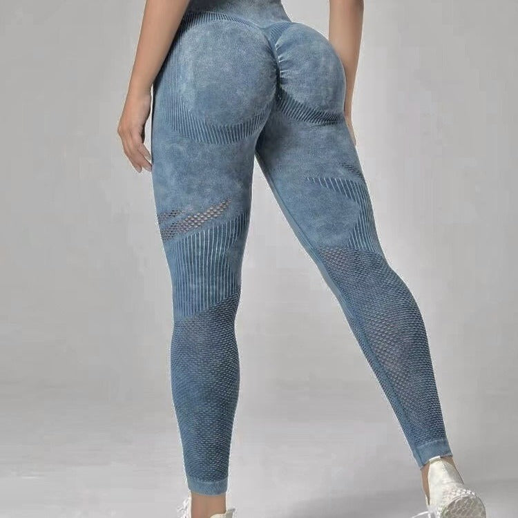Hollow Design Seamless Leggings High Waist Hip Lifting Running Sports Fitness Yoga Pants Fashion Womens Clothing - Zalixer