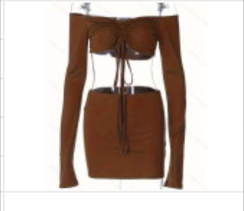 Drawstring Drop Ruched Off Shoulder Two-piece Skirt Set Y2K Long Sleeve Top & Bodycon Skirt Outfits Women's Clothing - Zalixer