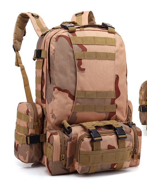 Men's Travel Oxford Cloth Outdoors Army Camouflage Tactics Double Shoulder Mountaineering Large Combination Backpack