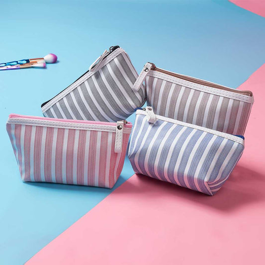 Miyahouse Canvas Cosmetic Bag Women Make up Bags Striped Printed Travel Toiletry Organizer Portable Pouch Makeup Case - Zalixer