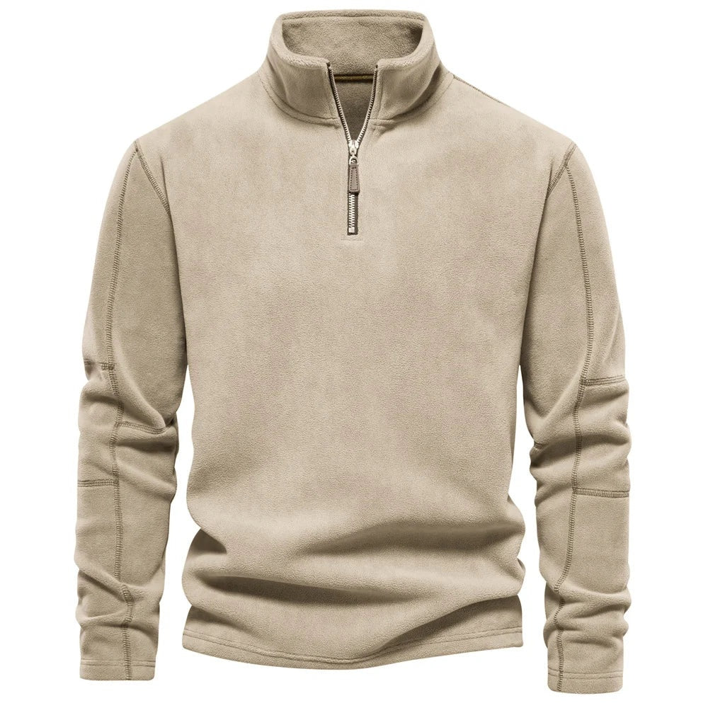 Fashion Personality Stand-collar Zippered Sweatshirt With Fleece Winter Casual Pullover Top Men's Clothing - Zalixer
