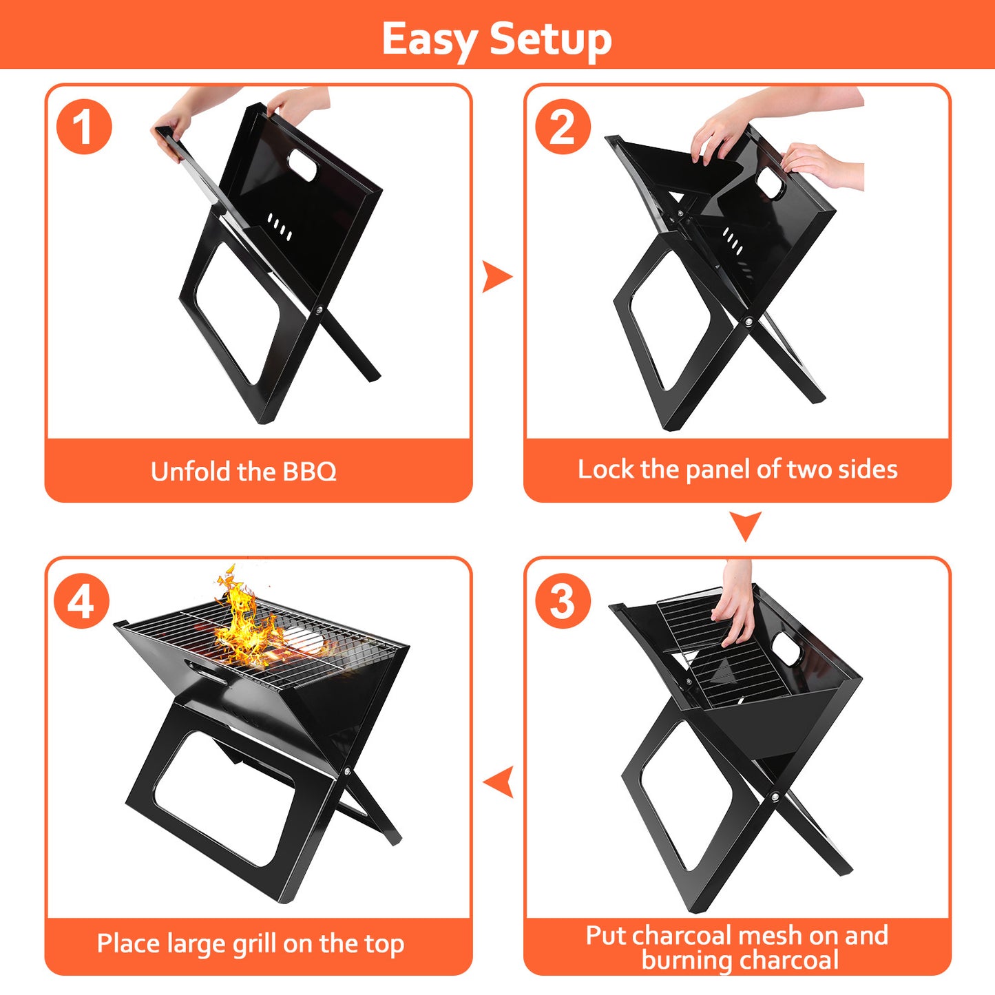 Portable Foldable Charcoal BBQ Grill