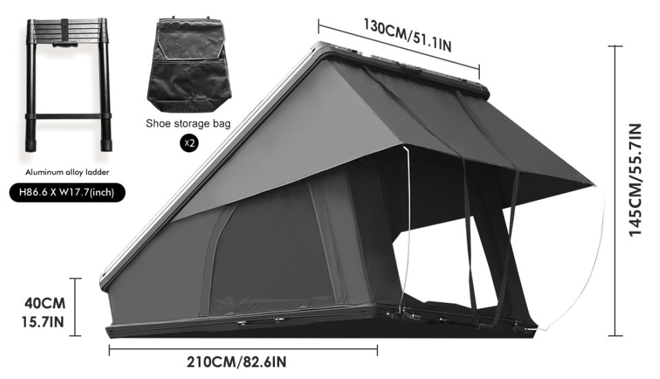 Roof Top Tent Hardshell Rooftop Tent For Van SUV Truck Car Overland Tent Camping For 2-3 Person With Ladder