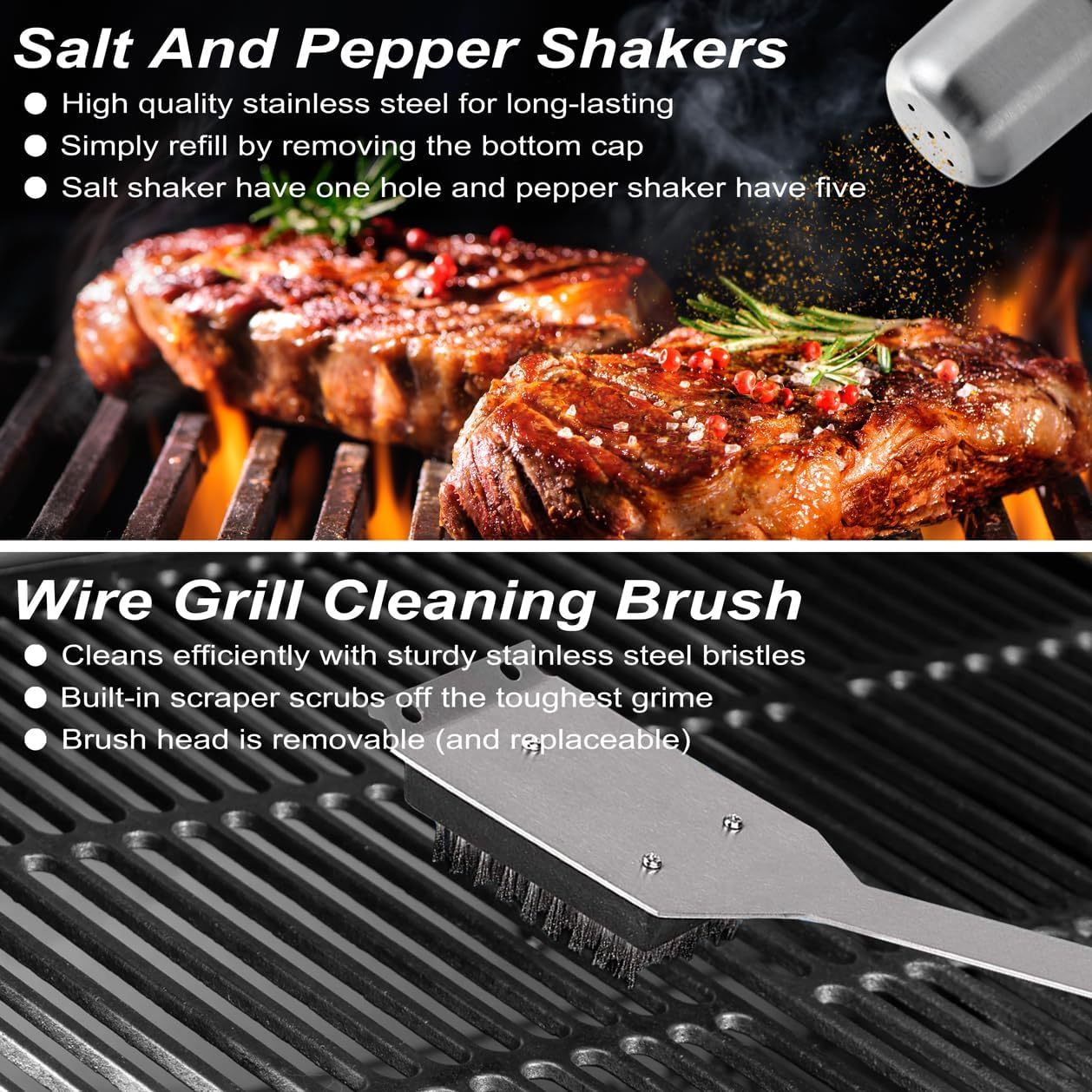 POLIGO 29 PCS BBQ Grill Accessories Stainless Steel BBQ Tools Grilling Tools Set With Storage Bag For Fathers Day Dads Birthday Presents - Camping Grill Utensils Set Ideal Grilling Gifts For Men Women