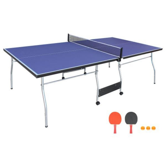8-foot Medium-sized Foldable And Portable Indoor Table Tennis Table Set, Including A Net, 2 Pairs Of Table Tennis Rackets, And 3 Balls