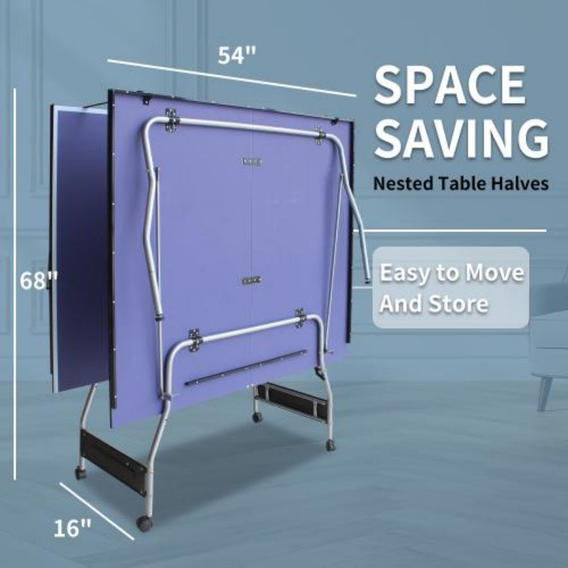 8-foot Medium-sized Foldable And Portable Indoor Table Tennis Table Set, Including A Net, 2 Pairs Of Table Tennis Rackets, And 3 Balls