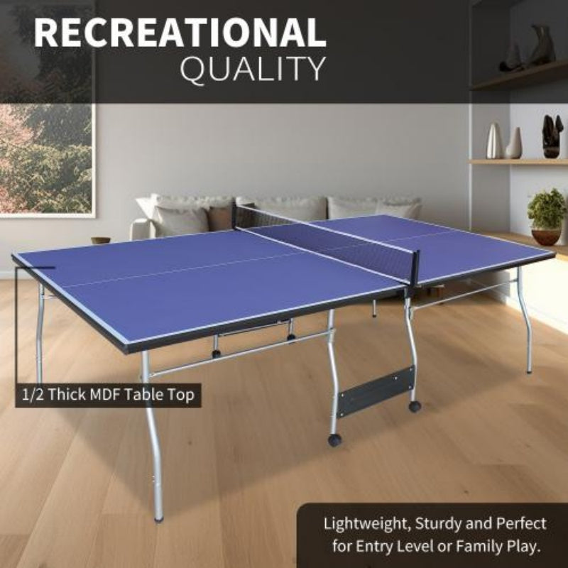 8-foot Medium-sized Foldable And Portable Indoor Table Tennis Table Set, Including A Net, 2 Pairs Of Table Tennis Rackets, And 3 Balls