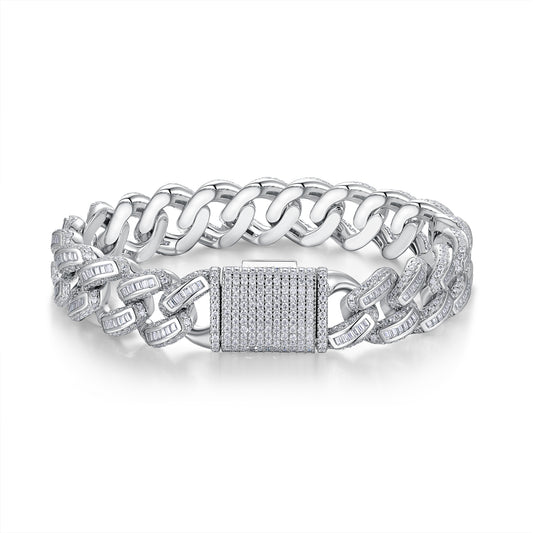 Set With Top-quality Moissanite, This Luxurious And Fashionable Light Luxury Jewelry Silver Bracelet Is Made Of S925 Silver Electroplated With Platinum - Zalixer