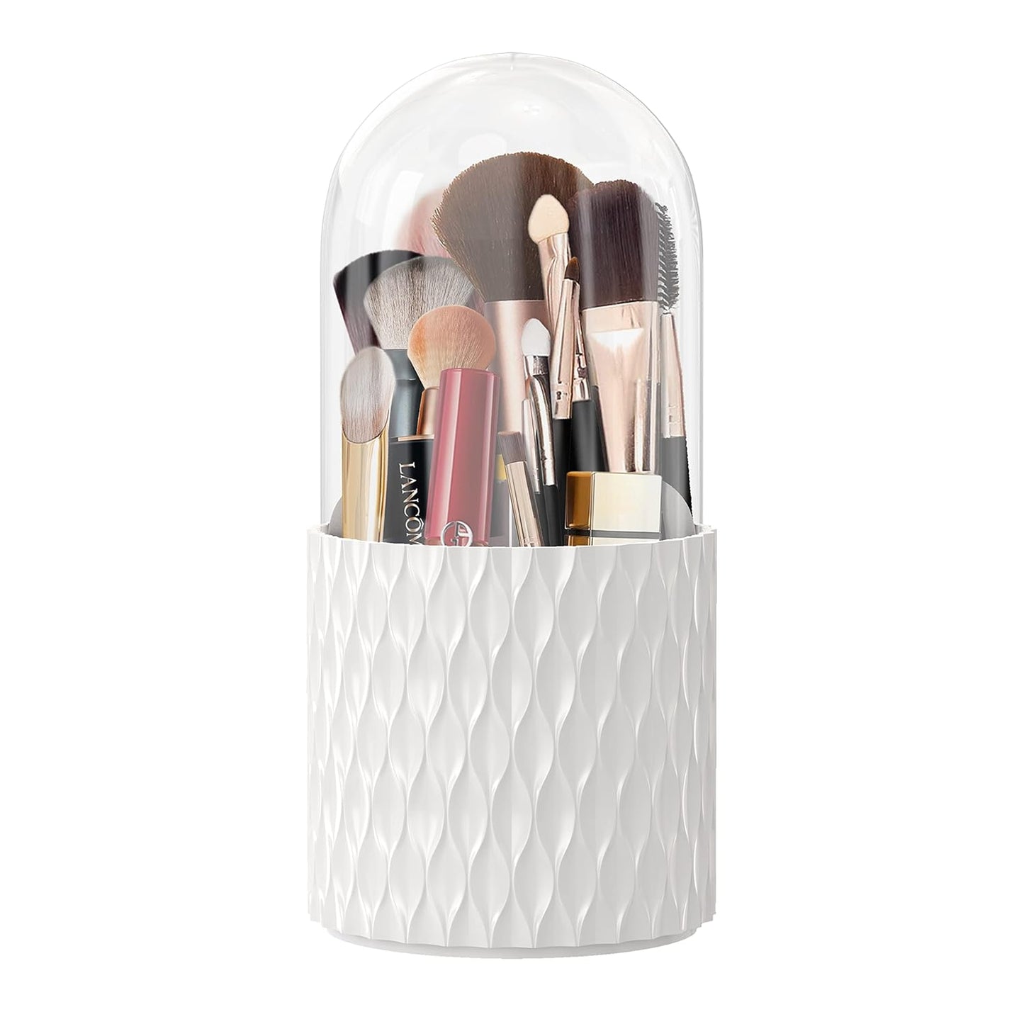 Makeup Brush Holder Dustproof & Waterproof 360 Rotating Cosmetics Make Up Brush Organizer Storage With Lid For Vanity - Zalixer