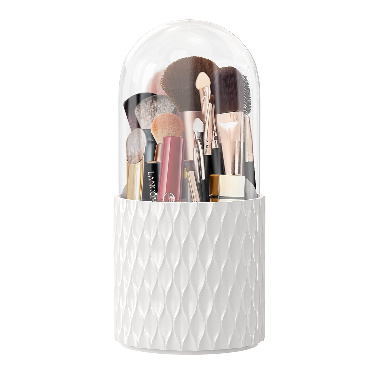 Makeup Brush Holder Dustproof & Waterproof 360 Rotating Cosmetics Make Up Brush Organizer Storage With Lid For Vanity - Zalixer