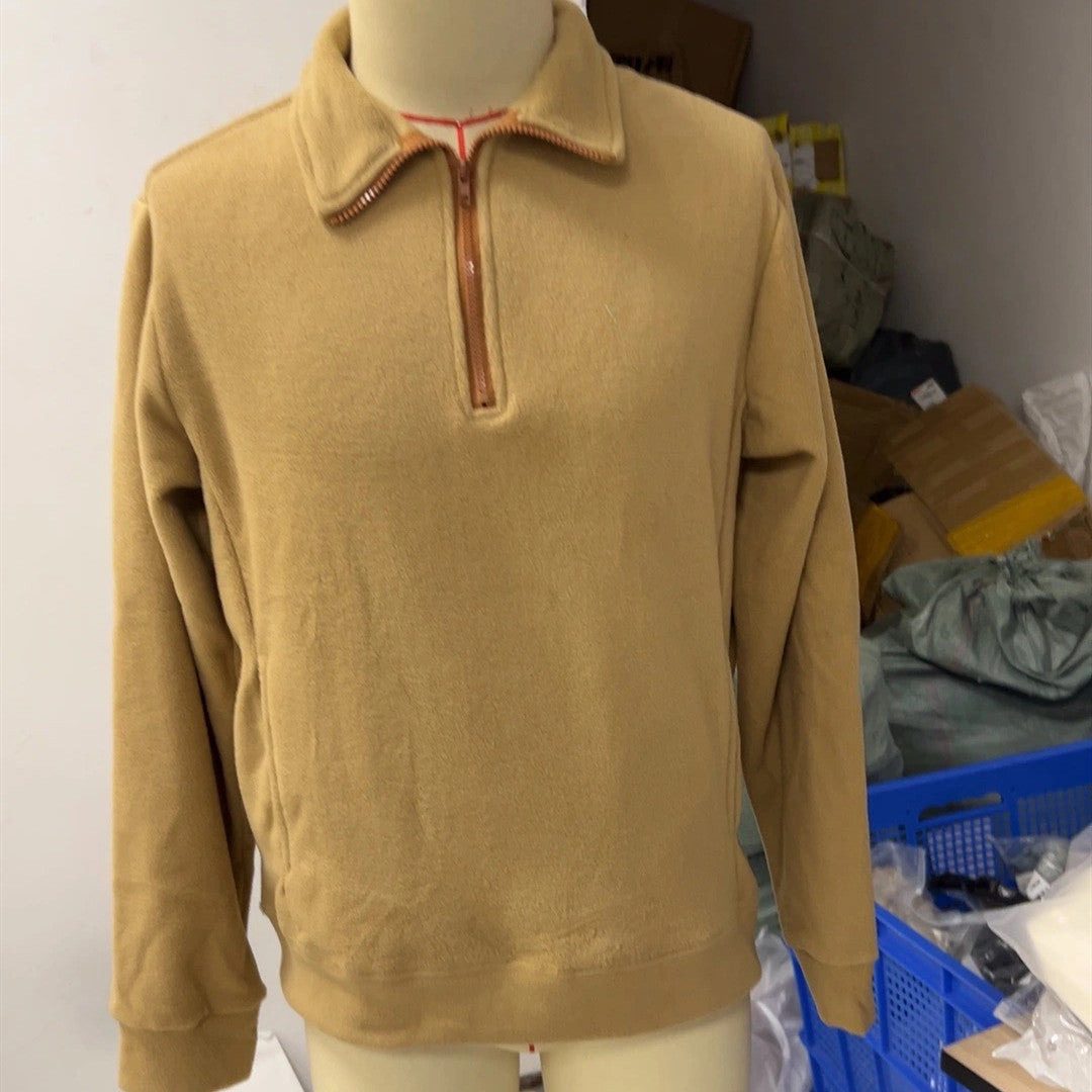 Men's Stand Collar Half Zip Long-sleeved Sweater