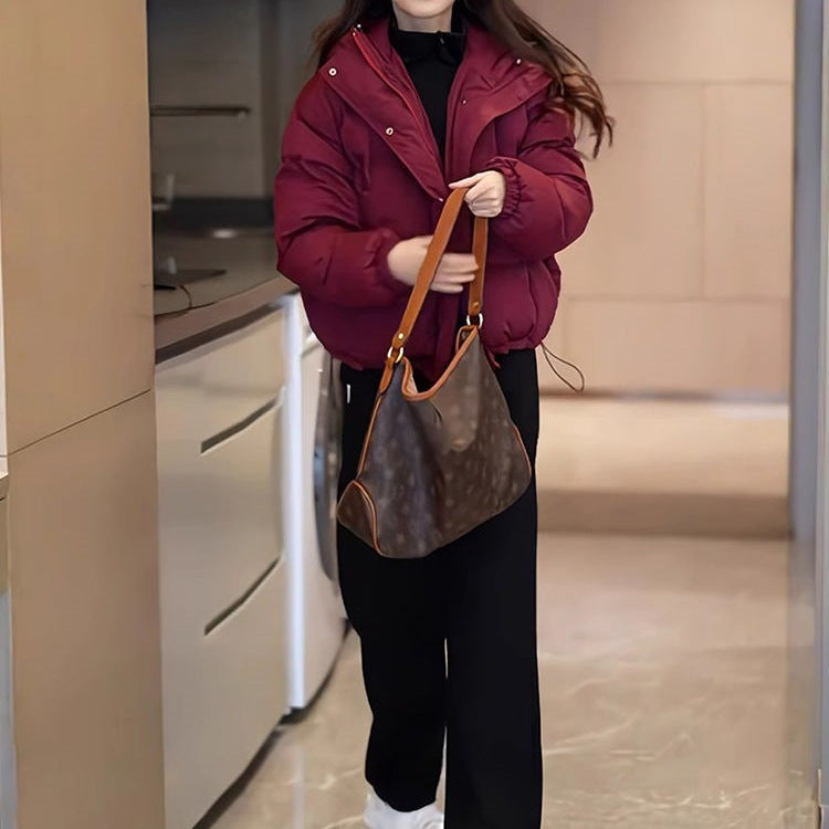 Winter Korean-style Cropped Hooded Cotton Jacket - Zalixer